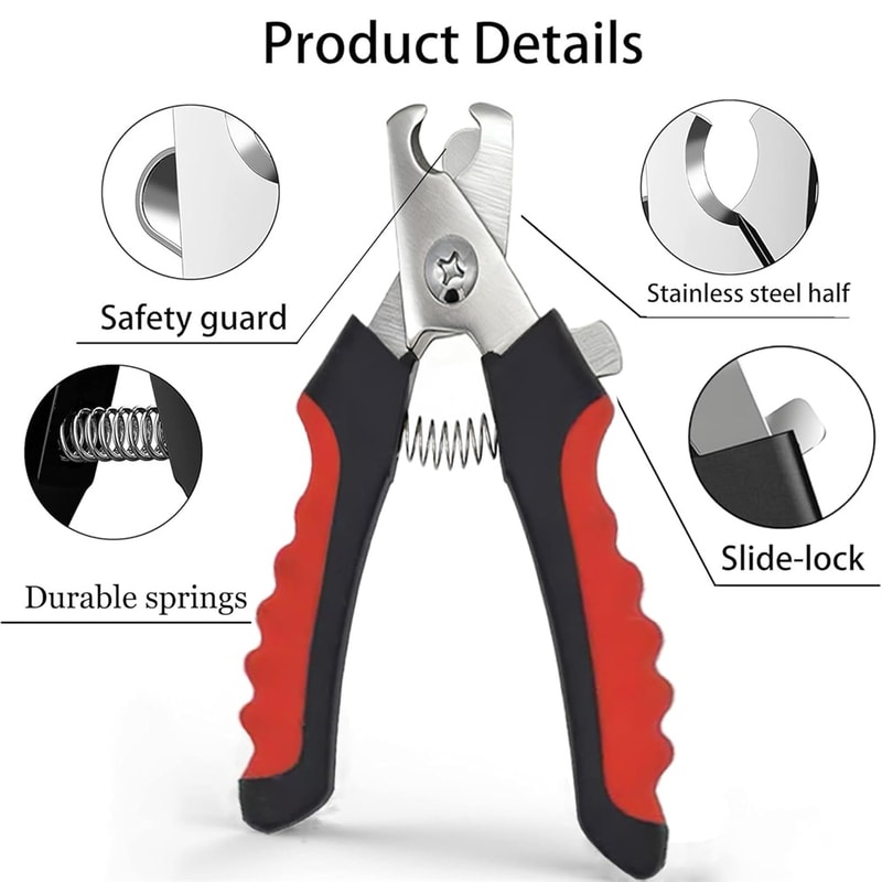 Professional Stainless Steel Pet Nail Clippers with File Safe Dog & Cat Grooming Trimmers