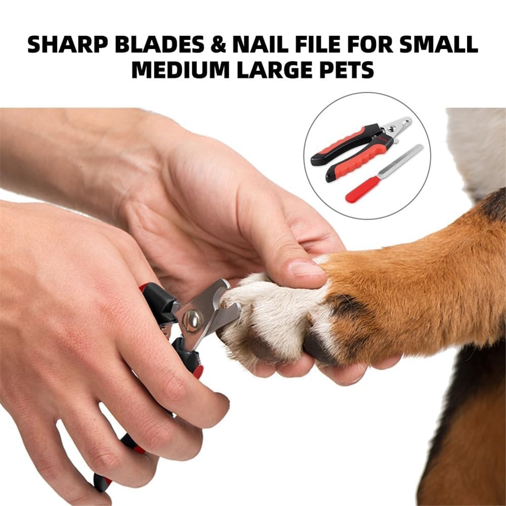 Professional Stainless Steel Pet Nail Clippers with File Safe Dog & Cat Grooming Trimmers