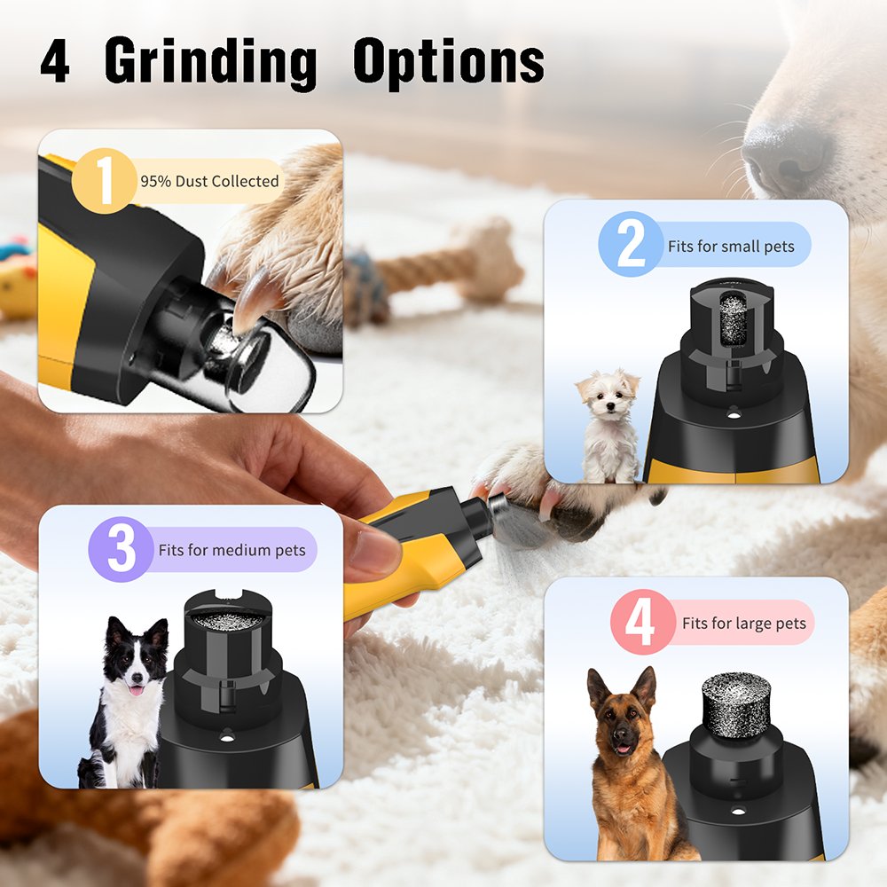 Premium Rechargeable Dog Nail Grinder & LED Pet Nail Trimmer for Safe, Quiet Grooming