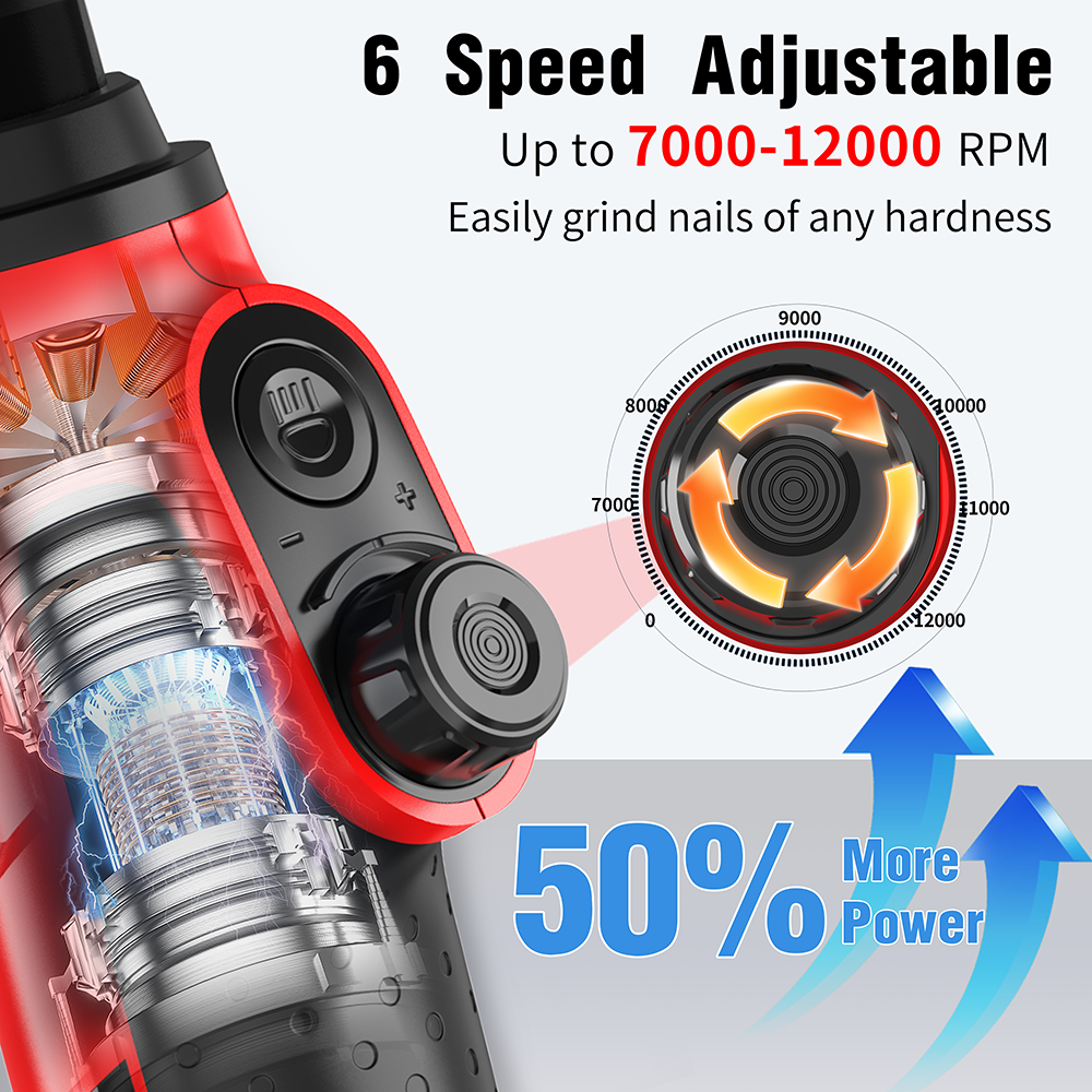 GlowTrim 6 Speed Quiet Dog Nail Grinder with LED Light Professional Electric Pet Nail Trimmer for Dogs and Cats