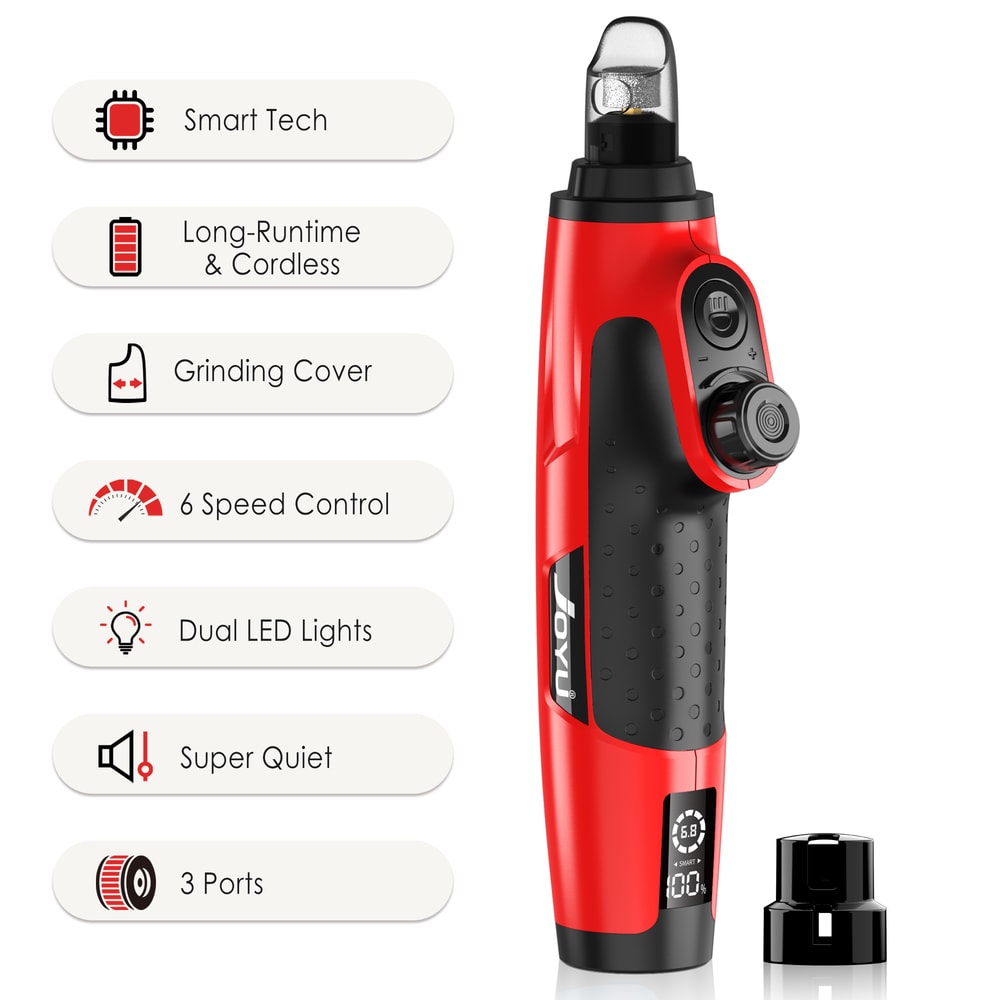 GlowTrim 6 Speed Quiet Dog Nail Grinder with LED Light Professional Electric Pet Nail Trimmer for Dogs and Cats