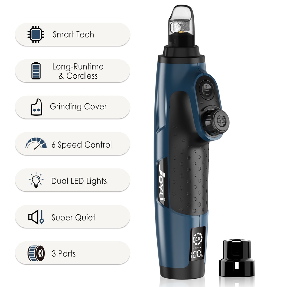 GlowTrim 6 Speed Quiet Dog Nail Grinder with LED Light Professional Electric Pet Nail Trimmer for Dogs and Cats