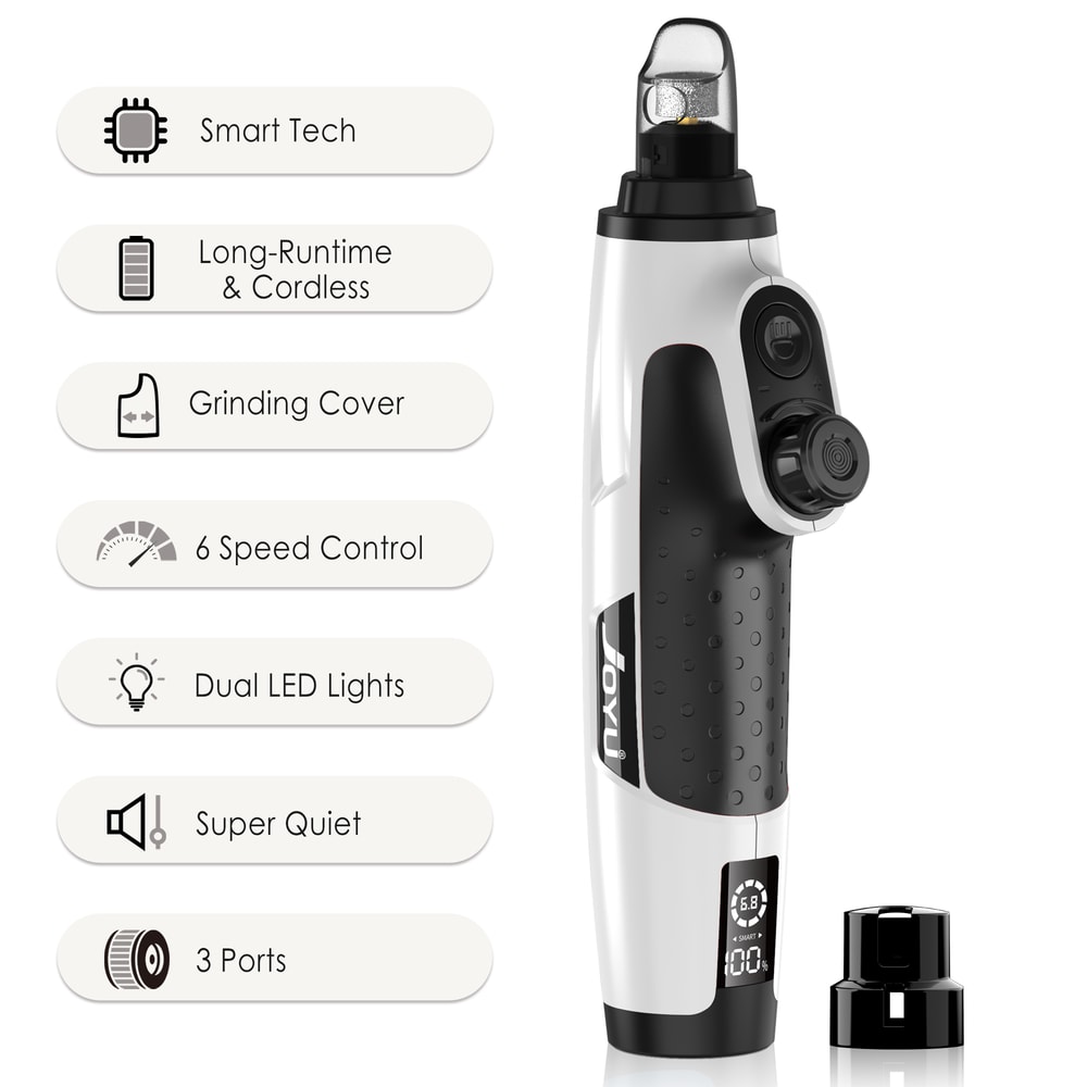 GlowTrim 6 Speed Quiet Dog Nail Grinder with LED Light Professional Electric Pet Nail Trimmer for Dogs and Cats