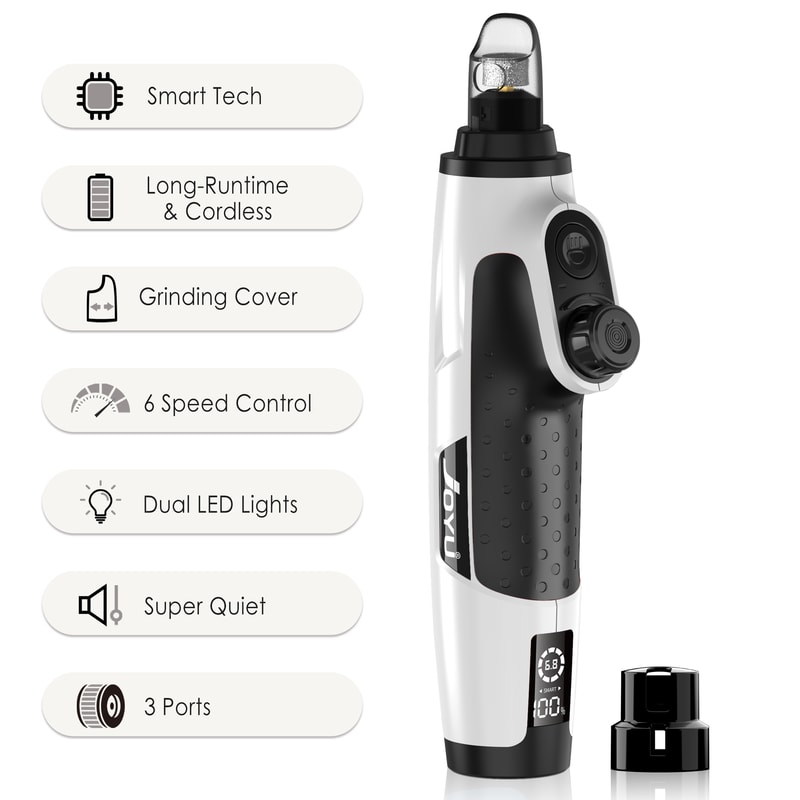 GlowTrim 6 Speed Quiet Dog Nail Grinder with LED Light Professional Electric Pet Nail Trimmer for Dogs and Cats