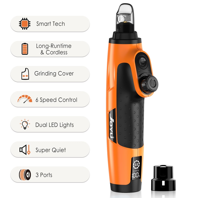 GlowTrim 6 Speed Quiet Dog Nail Grinder with LED Light Professional Electric Pet Nail Trimmer for Dogs and Cats