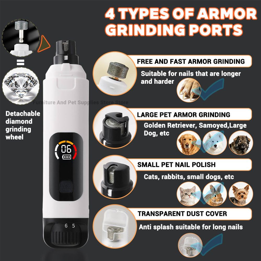 PawPerfect 6 Speed Pet Nail Grinder LED Rechargeable Quiet Dog Claw Trimmer Grooming Clipper 1