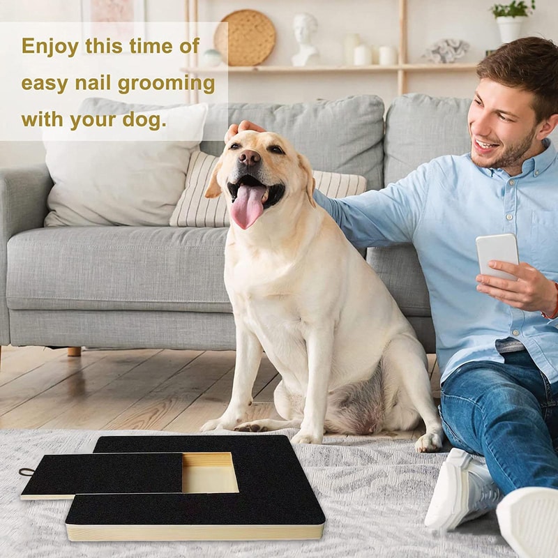 Premium Wooden Dog Nail Scratch Board with Interactive Treat Drawer Stress-Free Dog Scratch Pad for Nails