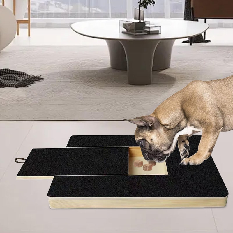 Premium Wooden Dog Nail Scratch Board with Interactive Treat Drawer Stress-Free Dog Scratch Pad for Nails