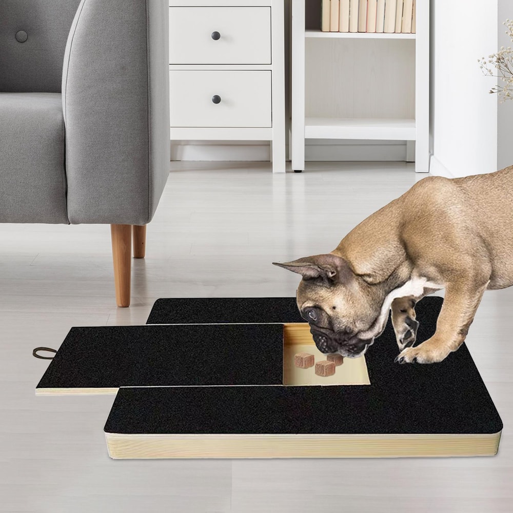 Premium Wooden Dog Nail Scratch Board with Interactive Treat Drawer Stress-Free Dog Scratch Pad for Nails