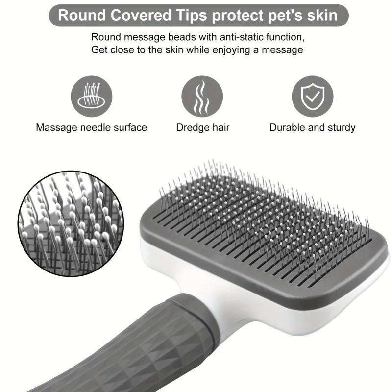 Premium Dog & Cat Pet Grooming Brush with One Click Hair Removal