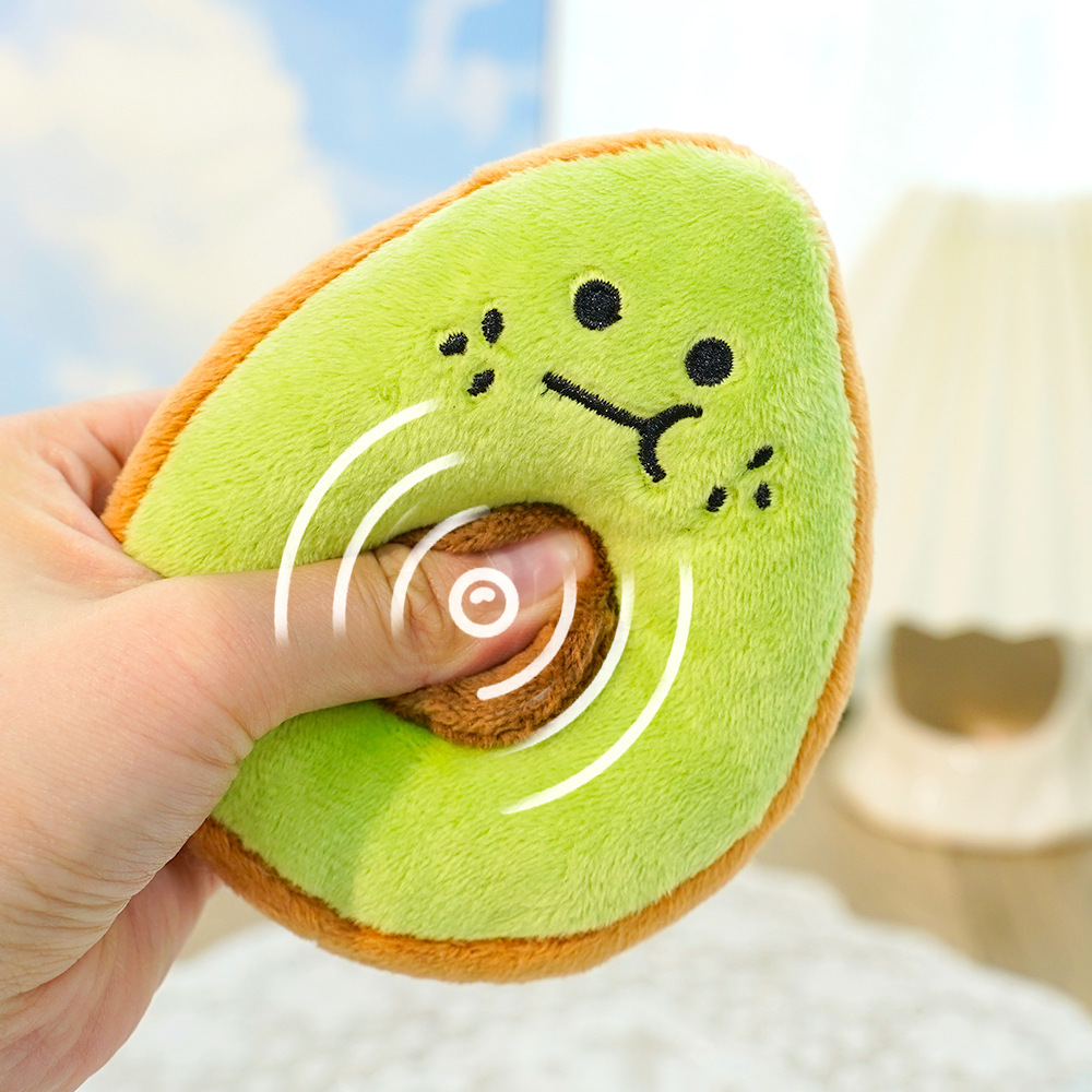 Plush Fruit Chew Toy for Pets Avocado & Kiwi Squeaky Play