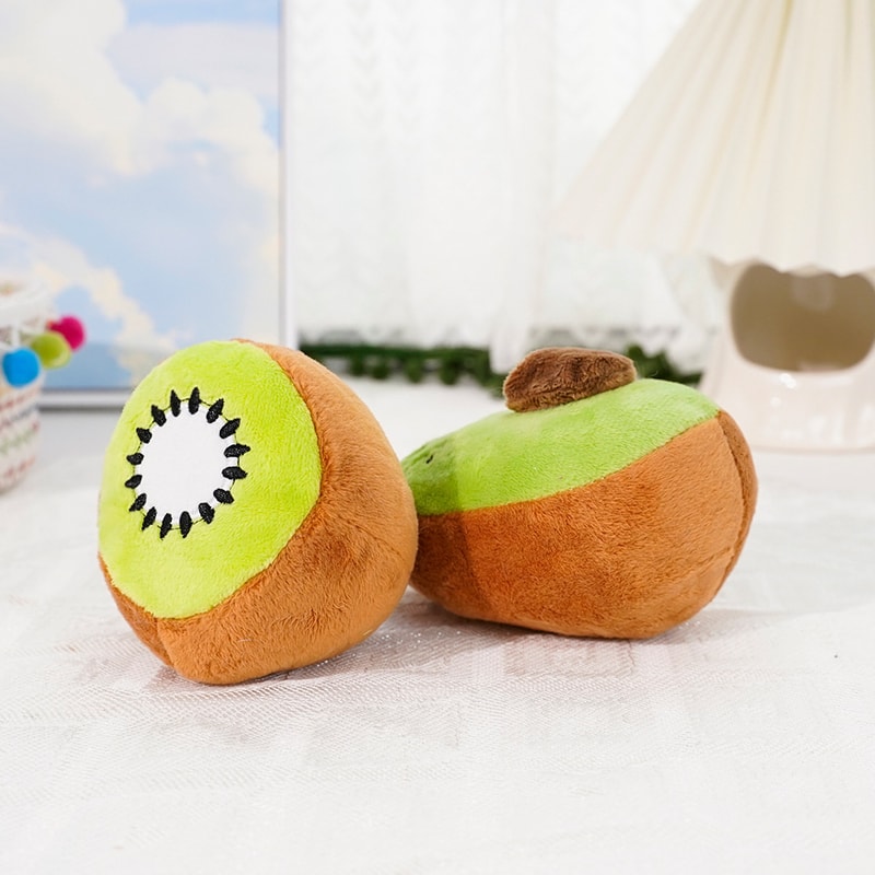 Plush Fruit Chew Toy for Pets Avocado & Kiwi Squeaky Play
