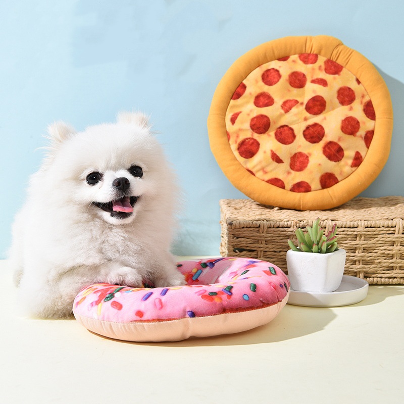 Plush Pizza Squeaky Dog Toy Interactive Chew & Teeth Cleaning Fun