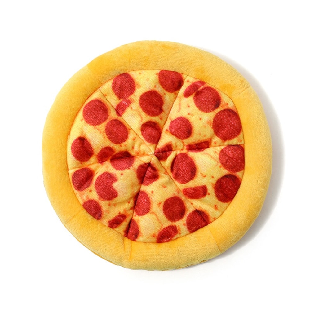 Plush Pizza Squeaky Dog Toy Interactive Chew & Teeth Cleaning Fun