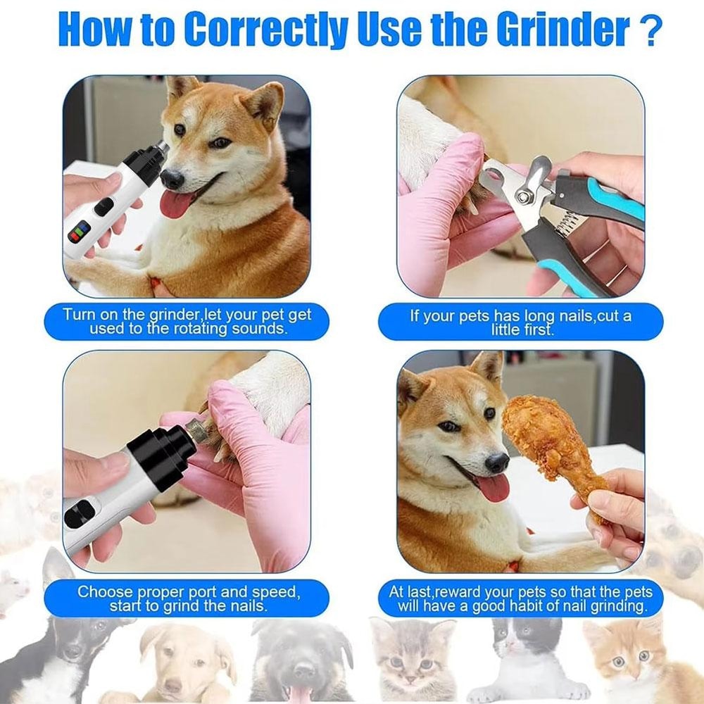 QuietPaws Rechargeable Pet Nail Grinder for Dogs & Cats