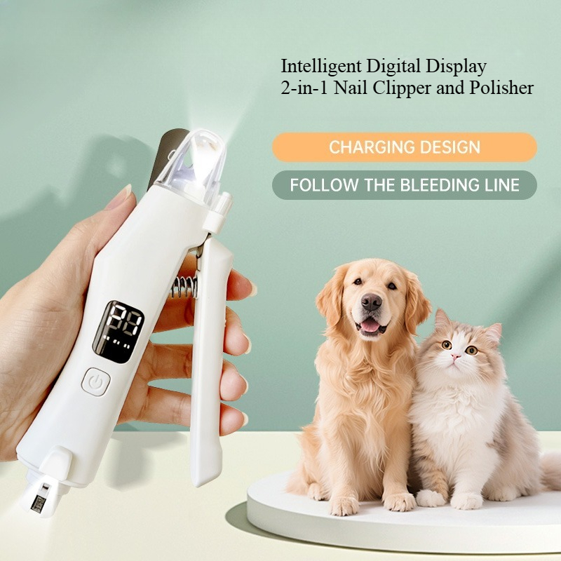 Pet Nail Trimmer Grinder With LED Light And Digital Display 1