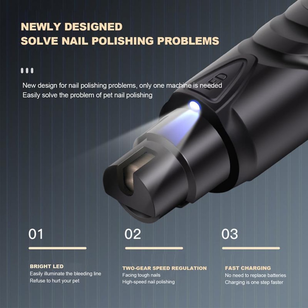 PawGlow Quiet LED Dog Nail Grinder for Safe & Stress Free Pet Grooming