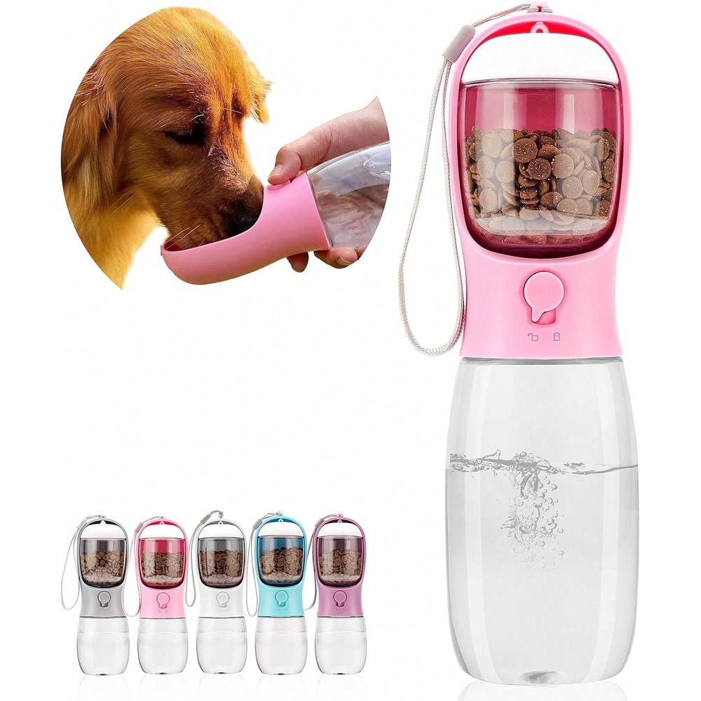 Portable Pet Travel Water Bottle & Food Dispenser 3 n 1 Leakproof Bowl