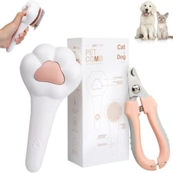 purrease self cleaning cat brush & safety nail clipper grooming kit