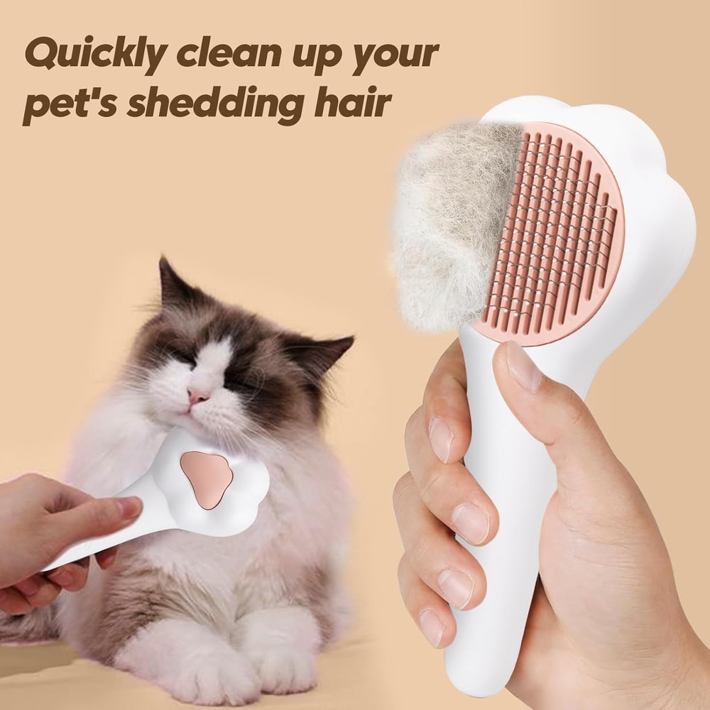 PurrEase Self Cleaning Cat Brush & Safety Nail Clipper Grooming Kit
