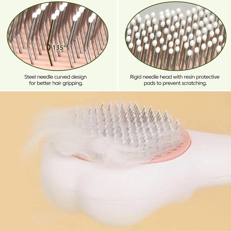 PurrEase Self Cleaning Cat Brush & Safety Nail Clipper Grooming Kit