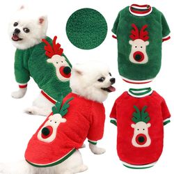 Winter Pet Clothes: Soft Fleece Dog Sweater with Cute Elk Print