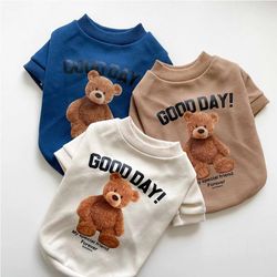 autumn bear print pet shirt: small dog clothes for chihuahua & french bulldog