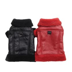 Winter Dog Coat: Faux Leather & Fleece Warm Apparel