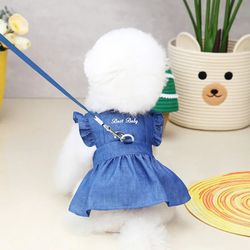 pet clothing: summer thin dress for small dogs & cats | pomeranian denim skirt