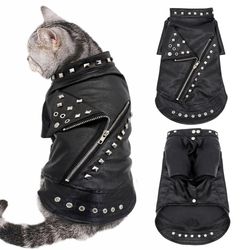 Leather Cat Jacket: Warm Pet Clothes for Autumn/Winter