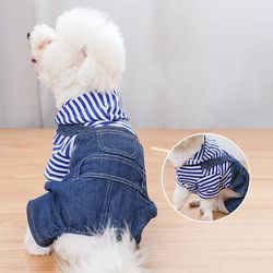 Striped & Plaid Pet Jumpsuit Hoodies: Small-Medium Dog Costume