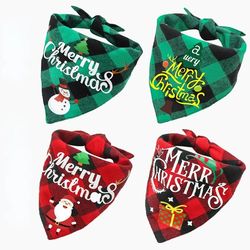Double-Sided Pet Scarf Bandana for Dogs & Cats: Christmas Triangle Design
