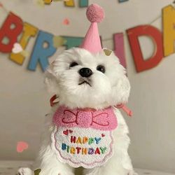Pet Caps & Scarf for Birthday: Cute Hat, Bib, Saliva Towel - Funny Props & Costume