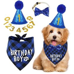 Dog Birthday Party Decoration Set: Scarf, Hat, Bow Tie & Supplies
