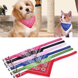 Paisley Pet Bandana Collar: Adjustable PU Leather for Dogs & Cats