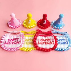 pet birthday scarf & hat set: cute party supplies for dogs & cats