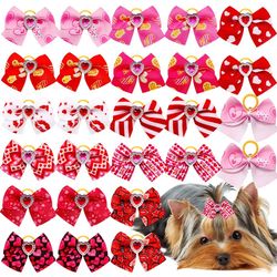 Red/Pink Series Dog Bows: Valentine's Day Cute Cat Dog Accessories