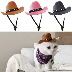 Adjustable Pet Dog Cowboy Hat - British Style Headwear for Dogs & Cats