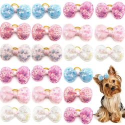 Sequin Style Small Dog Hair Bows: Decorative Pet Grooming Accessories