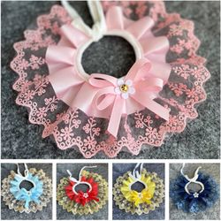 Fashion Bowknot Pet Collar: Cute Lace Mesh Embroidered Bib for Small/Medium Dogs