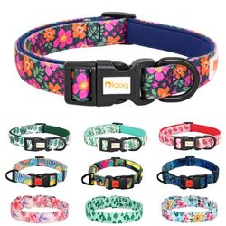 Nylon Flower Dog Collar - Floral Print, Adjustable for Small, Medium, Large Dogs