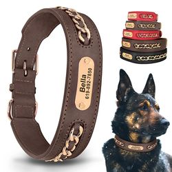 Custom Leather Dog Collar Accessories with Personalized ID Tag for Small, Medium & Large Dogs