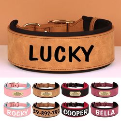 Personalized PU Leather Dog Collar | Soft Tag Collar for Small, Medium, Large Dogs