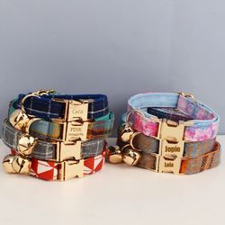 adjustable cat collar with bowknot - personalized & safe