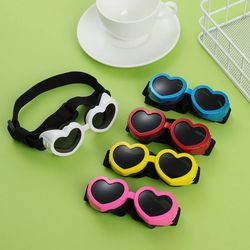 Pet Products: Heart-shaped Small Dog Sunglasses with Adjustable Strap
