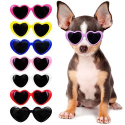 Heart-shaped Small Dog Sunglasses with Adjustable Strap - Waterproof UV Protection