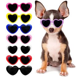 heart-shaped small dog sunglasses with adjustable strap - waterproof uv protection