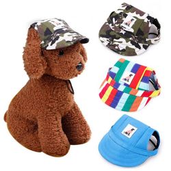 Canvas Pet Baseball Cap: Cute Sun Hat for Small Dogs & Cats with Ear Holes