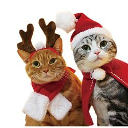 Christmas Pet Hat: Cute Antlers & Saliva Towel, Cat Headgear, Birthday Dress-Up, Plush Rabbit Ears