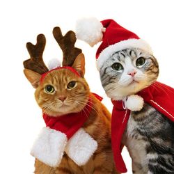 Christmas Hat Halloween Pet Costume: Cat Dog Puppy Scarf Gift